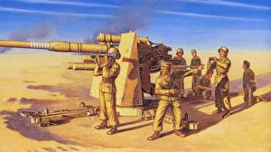 Bakgrundsbilder på skrivbordet Målade Kanoner Militär