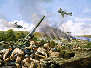 Pictures Painting Art Cannon military