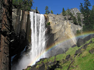 Papel de Parede Desktop Parque Estados Unidos Arco-íris Yosemite Naturaleza