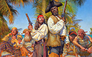 Bakgrunnsbilder Pirat Menn Pistol Fantasy