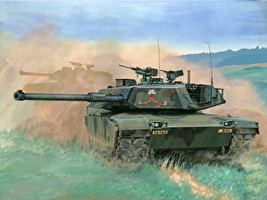 桌面壁纸，，绘制壁纸，坦克，M1艾布蘭主力戰車，來自美國，陆军