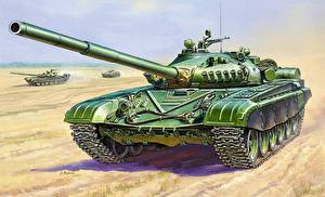 Bureaubladachtergronden Geschilderde Tanks T-72 T-72A Militair