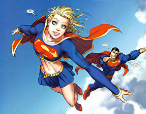Papel de Parede Desktop Super-heróis Superman Herói Supergirl Herói