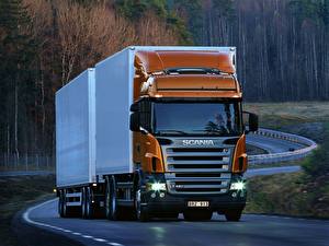 Bureaubladachtergronden Vrachtwagens Scania auto's