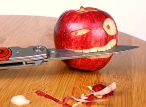 デスクトップの壁紙、、りんご、ナイフ、ユーモア
