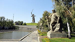 Обои Скульптура Волгоград Мамаев-Курган Площадь героев Города