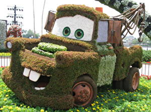 Bilder Viel Frankreich Cars Park Walt Disney Blumen Animationsfilm Autos