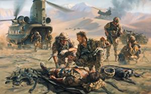 Picture Painting Art Soldier Landing operation Army