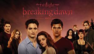 Papel de Parede Desktop Crepúsculo A Saga Twilight — Amanhecer Robert Pattinson Kristen Stewart Taylor Lautner Filme