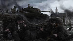 Bureaubladachtergronden Soldaten Tank videogames