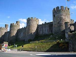Bakgrunnsbilder Borg Wales Conwy Castle en by