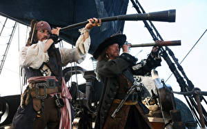 Bureaubladachtergronden Pirates of the Caribbean Johnny Depp Geoffrey Rush film