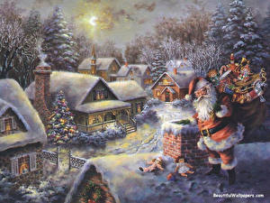 Sfondi desktop Natale Giorno festivo Babbo Natale