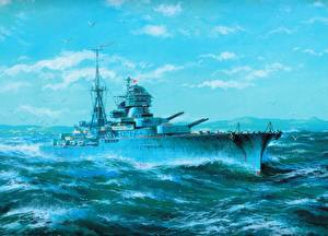 Фотографии Рисованные Корабли Легкий крейсер Керчь военные