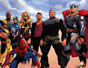 Bakgrundsbilder på skrivbordet Superhjältar Thor superhjälte Spider-Man superhjälte