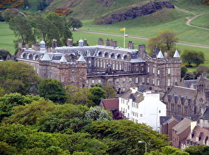 デスクトップの壁紙、、城、エディンバラ、スコットランド、Palace of Holyrood House、都市