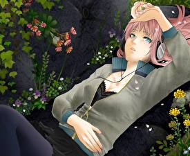 Bakgrunnsbilder Vocaloid Hodetelefoner Ung mann Anime