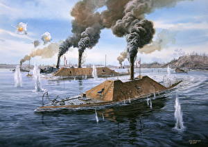 Bakgrundsbilder på skrivbordet Målade Fartyg Fredericksburg at Trent's Reach Militär