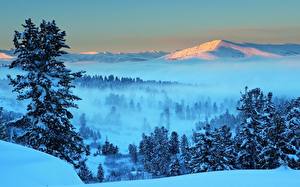 Fotos Jahreszeiten Winter Gebirge Schnee Natur