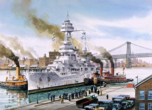 Bakgrundsbilder på skrivbordet Målade Fartyg A Texan in New York Militär