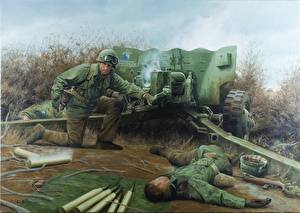 Photo Painting Art Cannon Soldier military
