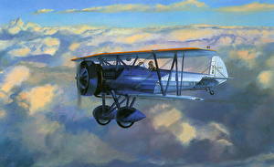 Photo Airplane Painting Art Antique Aviation