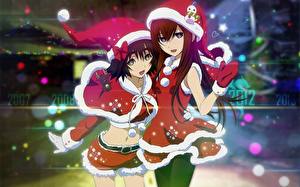 Bureaubladachtergronden Steins;Gate Kerstmis Winter Hoed Anime Jonge_vrouwen