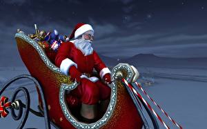 Pictures Holidays Christmas Santa Claus Sled