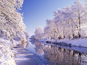 Wallpaper Seasons Winter Snow River Bann, Northern Ireland