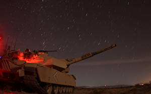 Papel de Parede Desktop Carro de combate M1 Abrams Americana Noite A1M1 militar