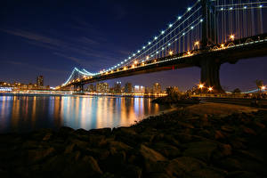 Фотографии США Мосты Нью-Йорк Манхэттен город