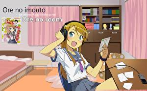 Bakgrundsbilder på skrivbordet Oreimo Hörlurar Anime Unga_kvinnor