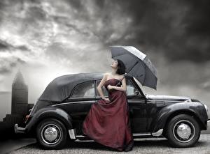 Picture Dress young woman Cars