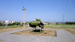 Desktop hintergrundbilder Denkmal Wolgograd T-70 Städte