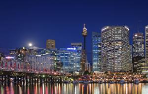 Bureaubladachtergronden Australië Hemelgewelf Nacht Sydney een stad