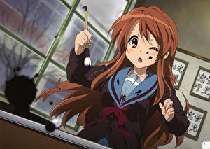 Bakgrundsbilder på skrivbordet Haruhi Suzumiya Anime Unga_kvinnor