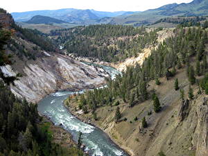 Bakgrundsbilder på skrivbordet Park Amerika Yellowstone Wyoming Natur