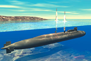 Papel de Parede Desktop Desenhado Submarinos  militar