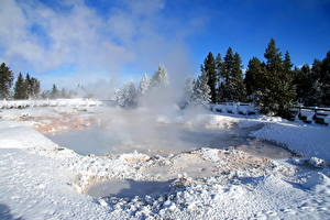 Bakgrunnsbilder Park USA Yellowstone Fountain Paint Pots Wyoming Natur