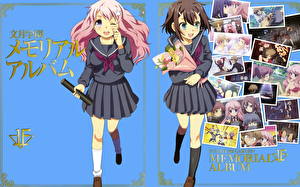 Bakgrundsbilder på skrivbordet Baka to Test to Shoukanjuu Anime Unga_kvinnor