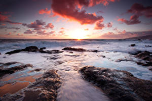 Фотография Морская гладь восход, берег моря, небо, облака Природа