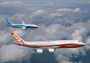 Papel de Parede Desktop Aviãos Avião comercial Boeing Boeing-747, Boeing-787
