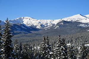 Fotos Jahreszeiten Winter Himmel Gebirge Schnee Natur
