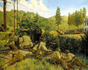 Fondos de escritorio Dibujado Soldados Cañón (artillería)  militar