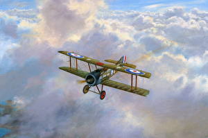 Bureaubladachtergronden Vliegtuig Geschilderde Vintage Luchtvaart