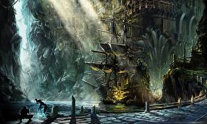 Обои T.E.R.A: The Exiled Realm of Arborea разбитый корабль