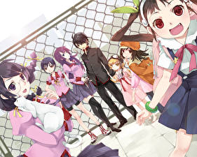 Bakgrundsbilder på skrivbordet Monogatari Tonåring pojke Anime Unga_kvinnor