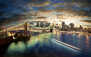Bakgrundsbilder på skrivbordet Amerika New York brooklyn bridge