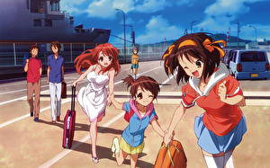 Bakgrundsbilder på skrivbordet Haruhi Suzumiya Grabb Anime Unga_kvinnor