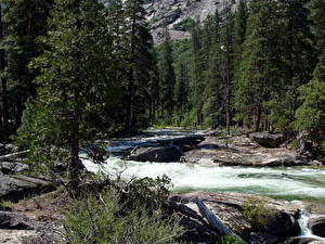 Tapety na pulpit Parki Rzeki Stany zjednoczone Yosemite Kalifornia Tuolumne Natura